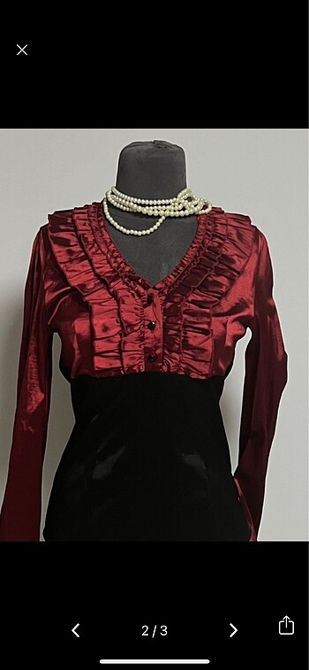 American Vintage gotik fırfırlı saten gömlek
