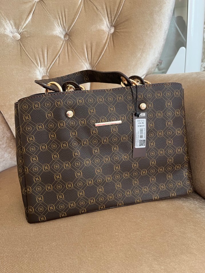 Vakko Zincir Detaylı Kahverengi Deri Çanta - Görsel 3