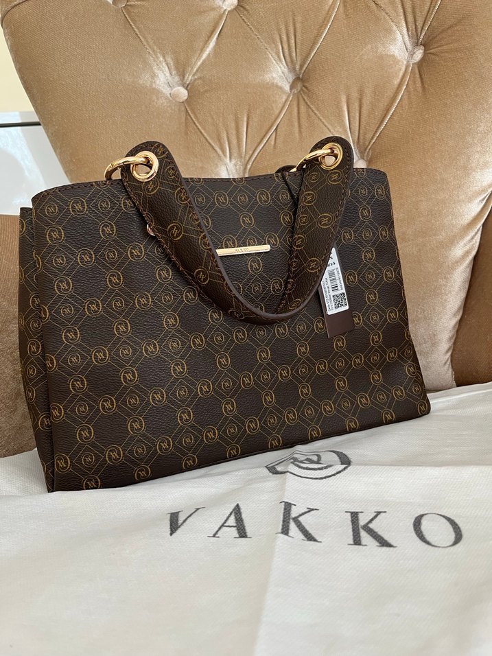 Vakko Zincir Detaylı Kahverengi Deri Çanta - Görsel 2