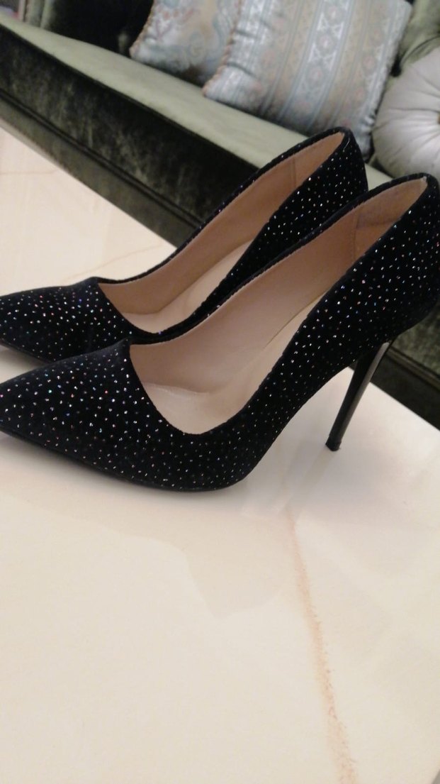 Siyah Pullu Stiletto Topuklu Kadın Ayakkabı - Görsel 2