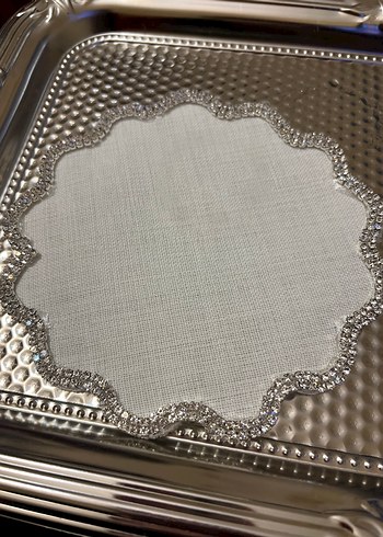 İnci İşlemeli Beyaz Düğün Peçetesi - Görsel 9