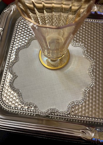 İnci İşlemeli Beyaz Düğün Peçetesi - Görsel 10