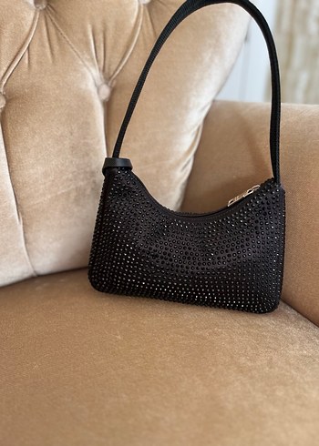 Parlak Siyah Deri Payetli Prada Kadın Çanta - Görsel 2