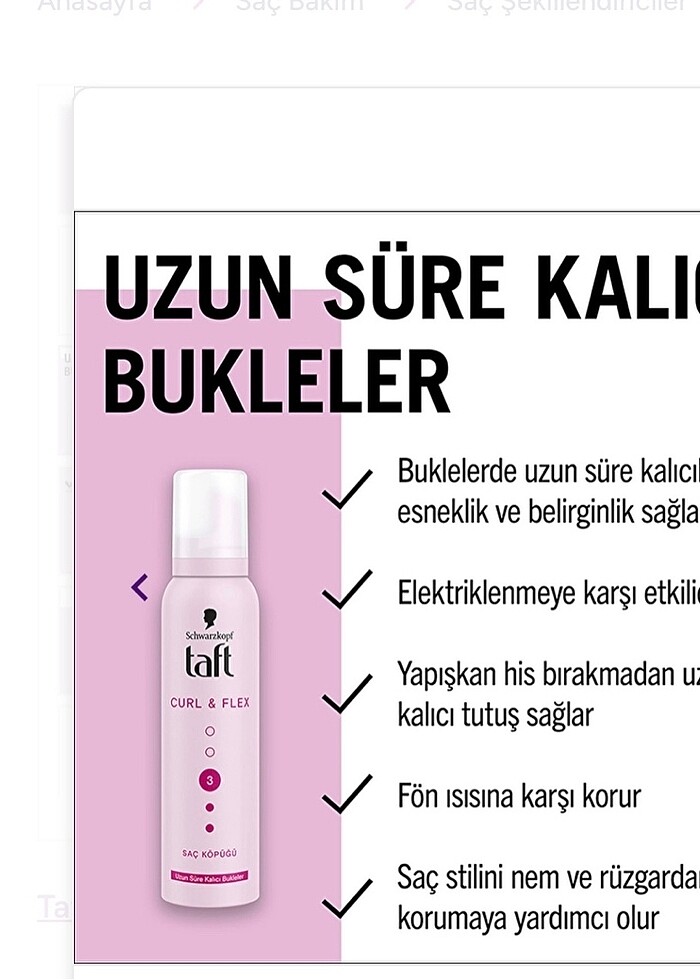 Taft Curl & Flex Saç Köpüğü - Görsel 3