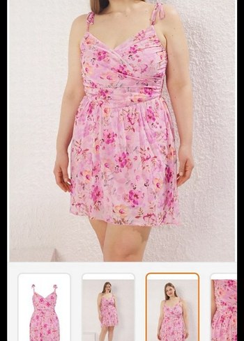 Pembe Çiçekli Bohem Midi Elbise - Görsel 2