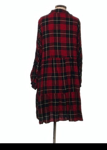 Kareli Kırmızı Hamile Bohem Tunik Şık elbise - Görsel 4