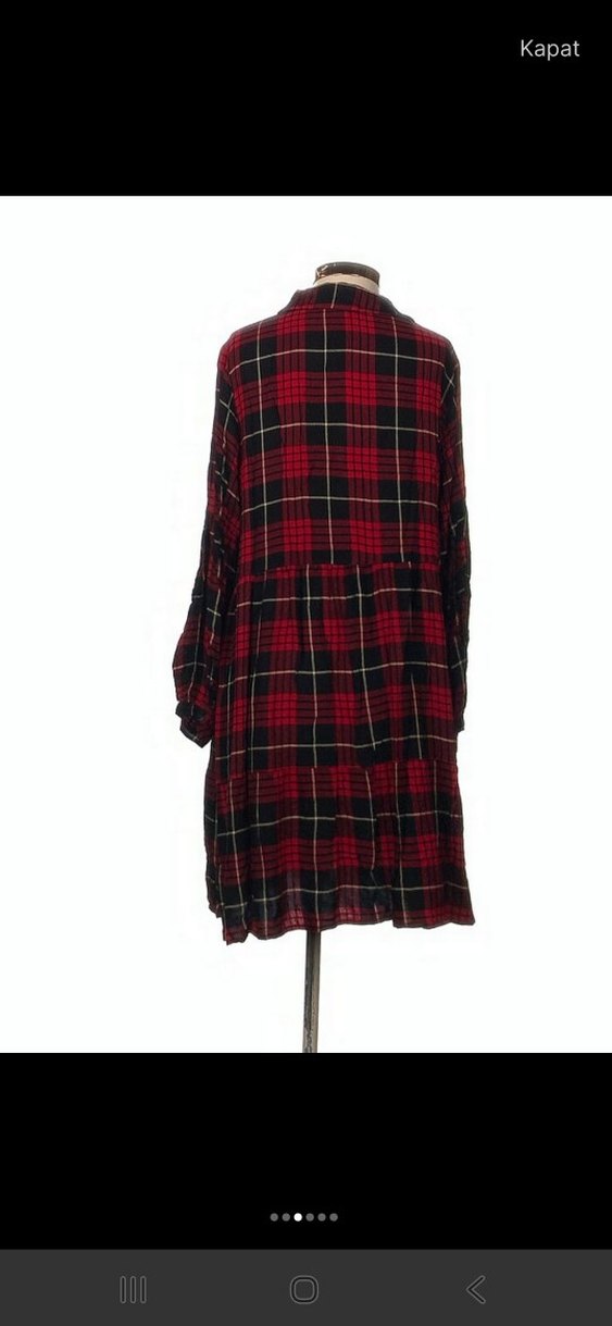 Kareli Kırmızı Hamile Bohem Tunik Şık elbise - Görsel 4