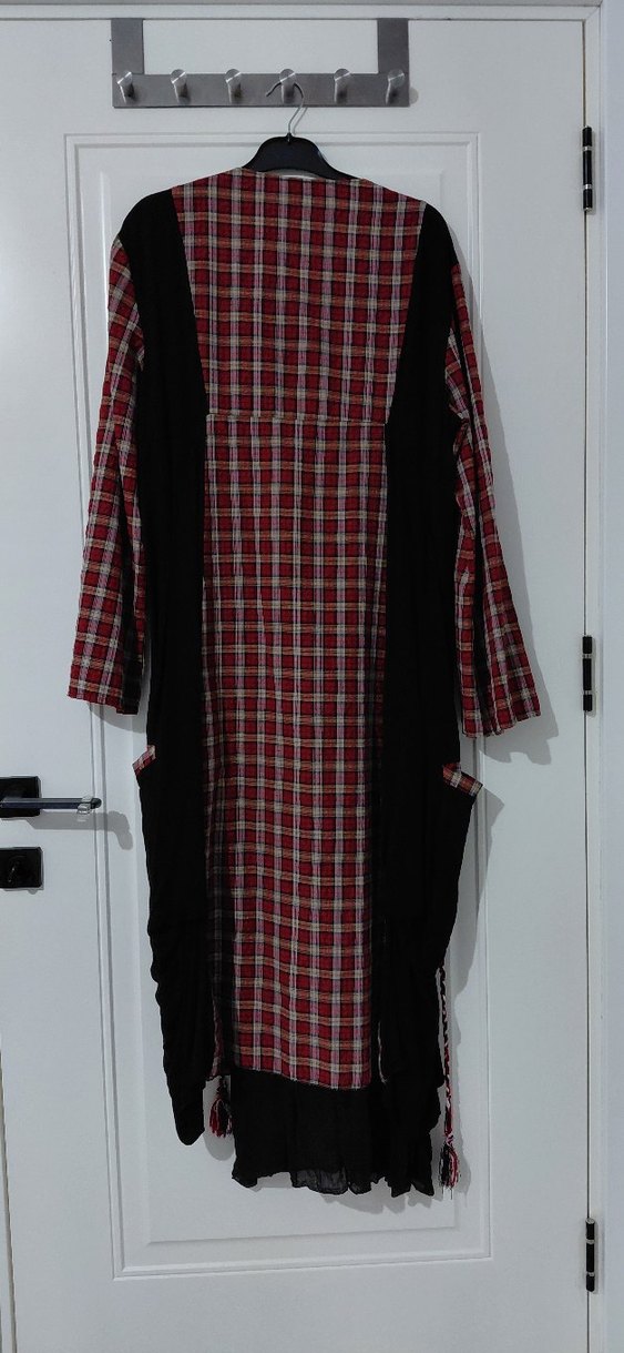 Bordo Nakışlı Uzun Bohem Elbise - Görsel 3