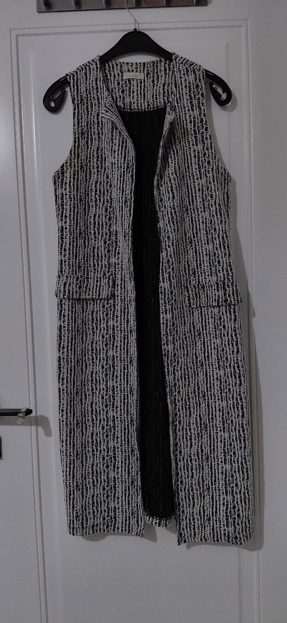 Uzun Gri Örgü Kadın Yelek - Görsel 2