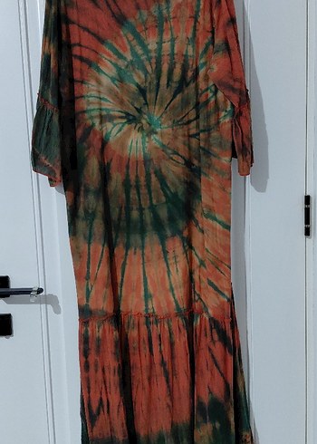 Uzun Bağlama Desenli Bohem Elbise - Görsel 3