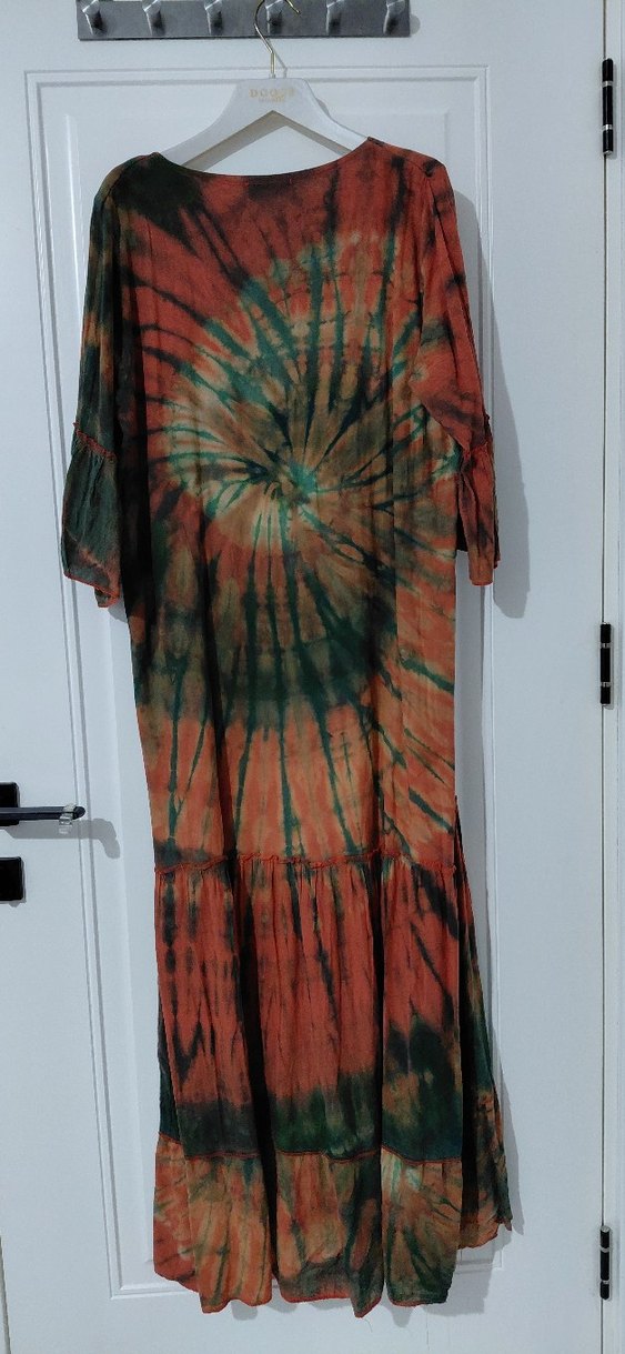 Uzun Bağlama Desenli Bohem Elbise - Görsel 3