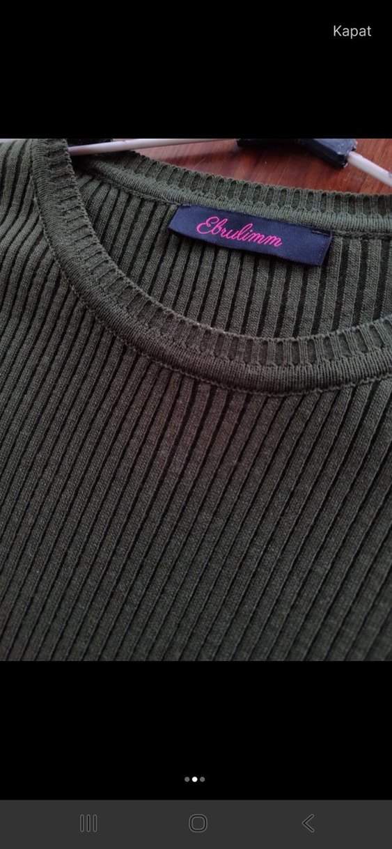 Kadın Haki Uzun Kollu Pilili Elbise - Görsel 2