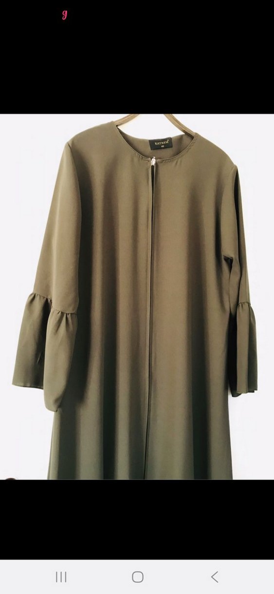 Kadın Uzun Haki Elbise Volanlı - Görsel 3