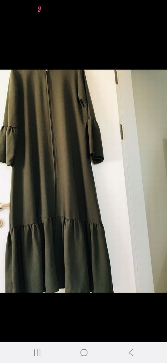 Kadın Uzun Haki Elbise Volanlı - Görsel 2