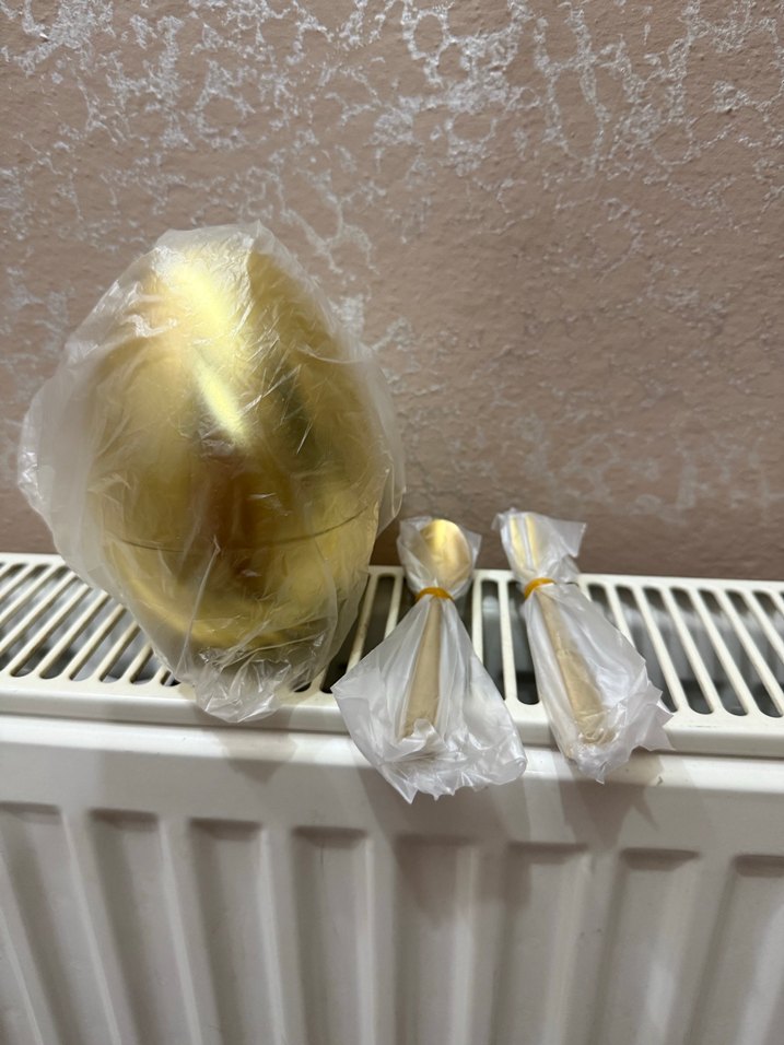 Tonilato Altın Renkli Yumurta Standlı Tatlı Çatal Kaşık Seti - Görsel 5