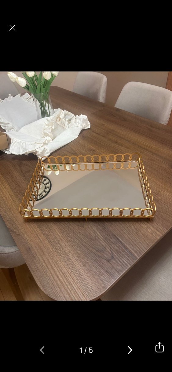 Modern Klasik Altın Renkli Dekoratif Tepsi - Görsel 3