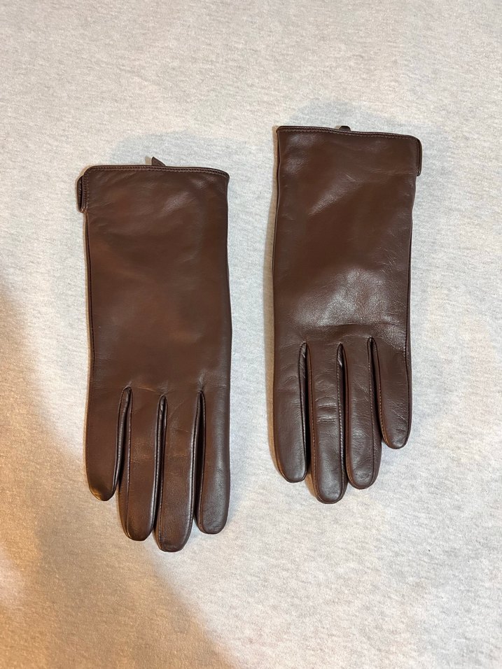Kahverengi Deri Kadın Eldivenleri - Görsel 4