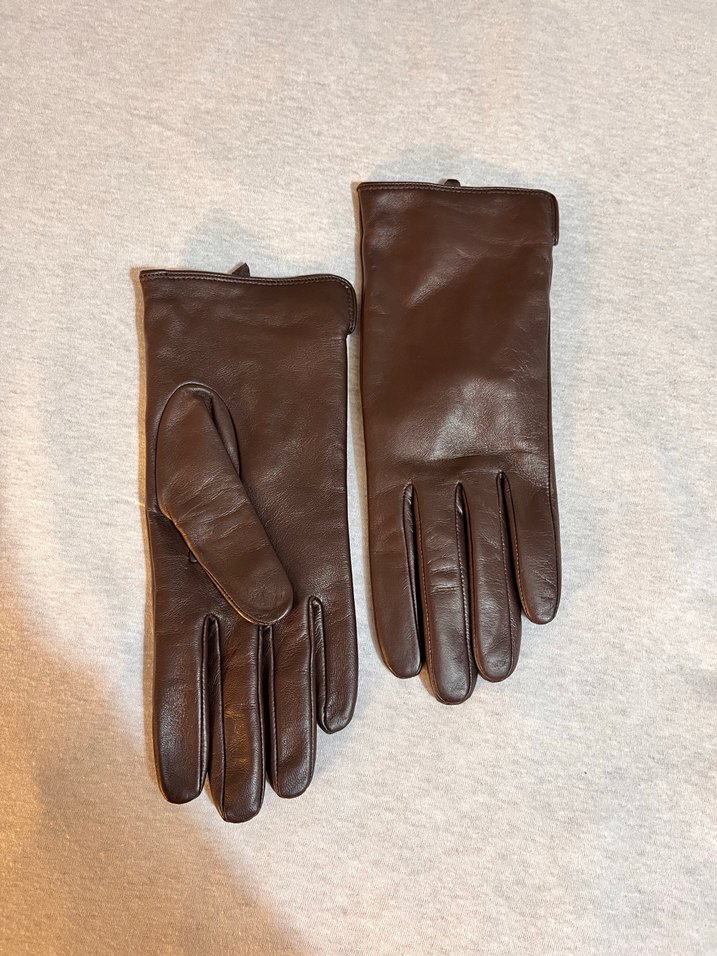Kahverengi Deri Kadın Eldivenleri - Görsel 2