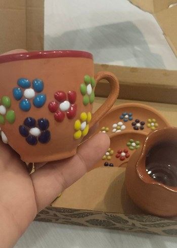 Renkli Çiçek Desenli Kahve Fincan Seti - Görsel 3