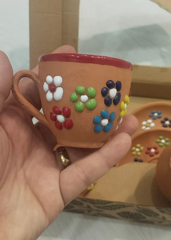 Renkli Çiçek Desenli Kahve Fincan Seti - Görsel 2