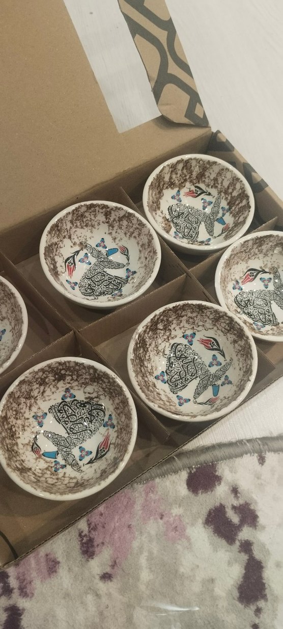 Renkli Çiçek Desenli Kahve Fincan Seti - Görsel 5