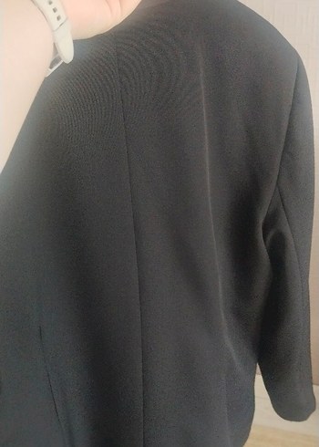 Siyah Kadın Ofis Blazeri, Düğmeli, Normal Boy - Görsel 6