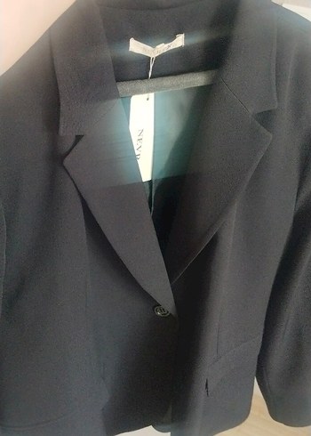 Siyah Kadın Ofis Blazeri, Düğmeli, Normal Boy - Görsel 5