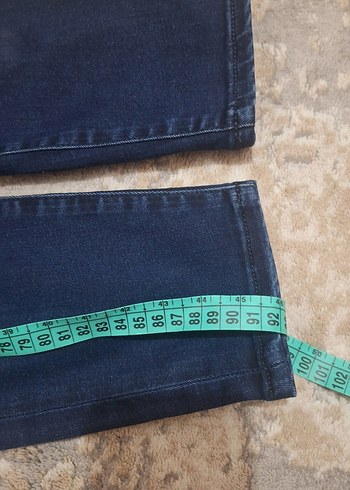 Lacivert Midi Boy Yırtmaçlı Kadın Kot Pantolon - Görsel 2