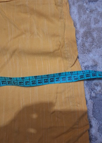 Sarı Bohem Salaş Midi Keten Kadın Pantolon - Görsel 2