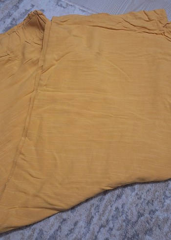 Sarı Bohem Salaş Midi Keten Kadın Pantolon - Görsel 3