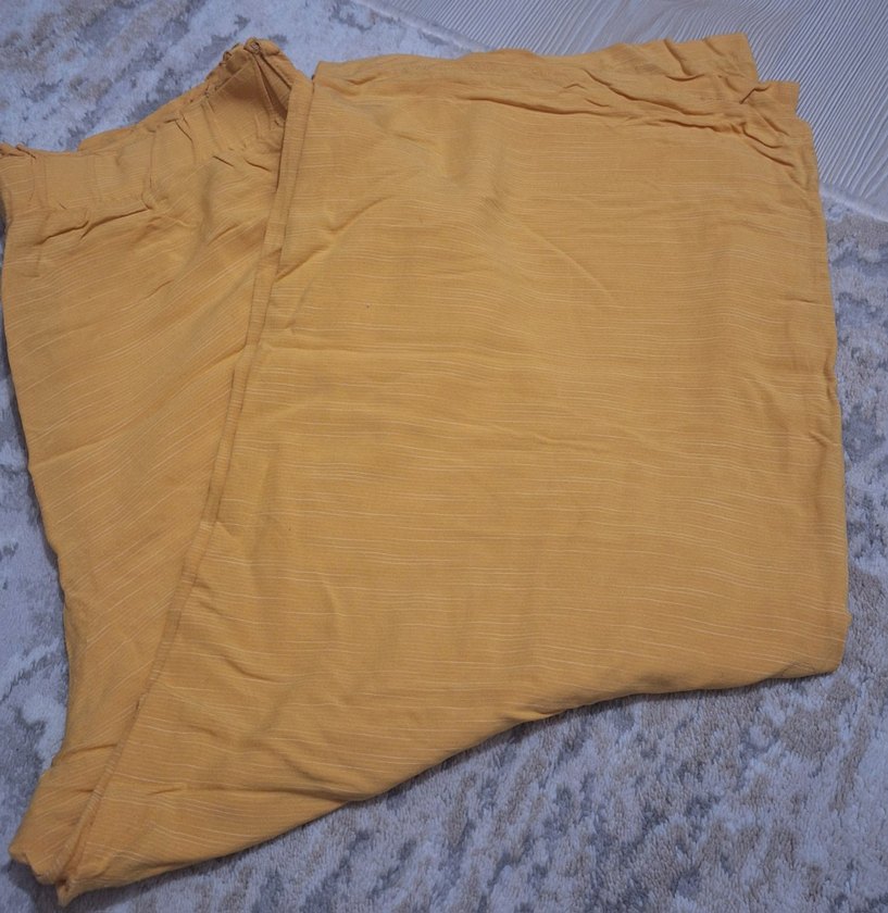 Sarı Bohem Salaş Midi Keten Kadın Pantolon - Görsel 3