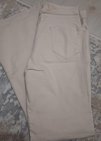 Kadın Bej Kumaş Pantolon Kemerli - Görsel 5