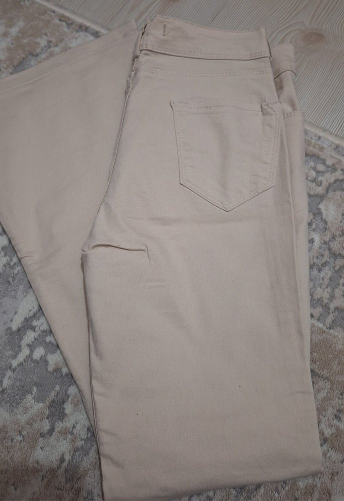 Kadın Bej Kumaş Pantolon Kemerli - Görsel 5