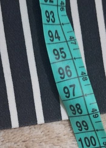 Gri Çizgili Kadın Uzun Kumaş Pantolon - Görsel 2