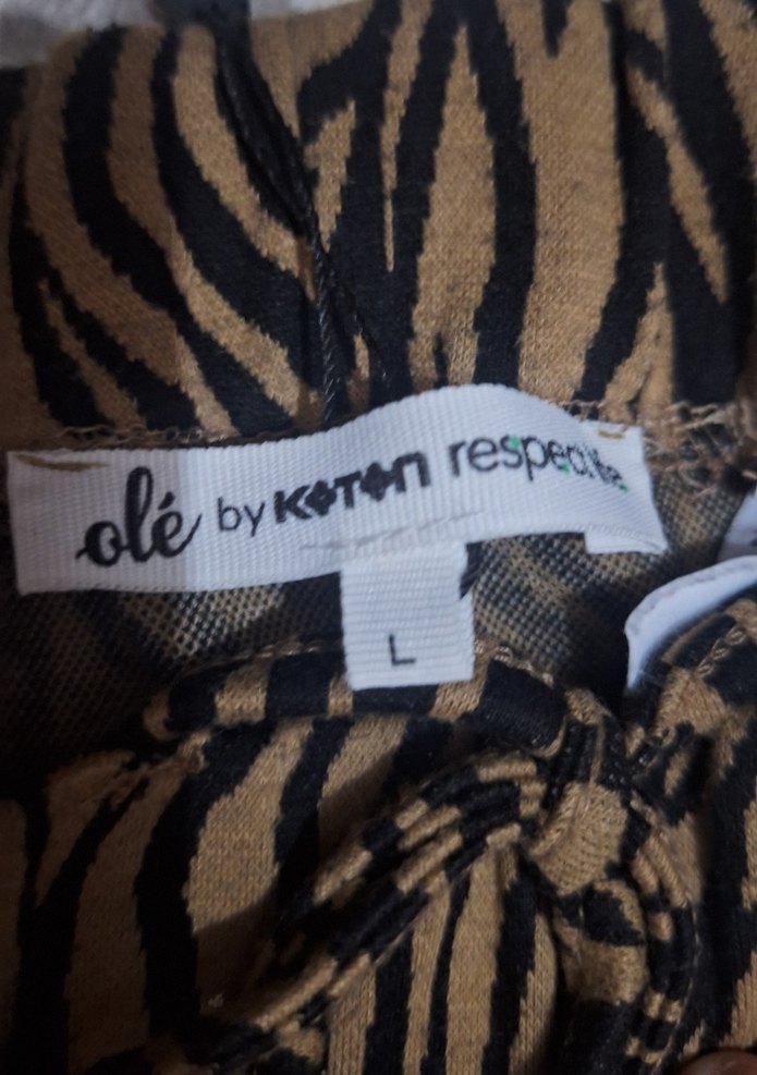 Kahverengi Zebra Desenli Piliseli Kadın Pantolon - Görsel 4