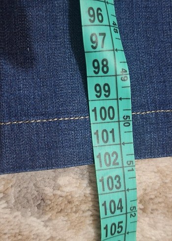 Kadın Mavi Denim Midi Boy Kemerli Jean - Görsel 2