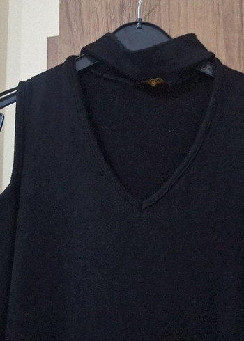 Siyah V Yakalı Uzun Kollu Uzun Elbise - Görsel 5