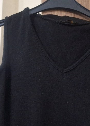 Siyah V Yakalı Uzun Kollu Uzun Elbise - Görsel 3