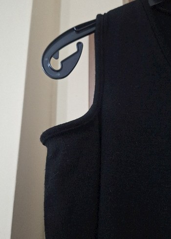 Siyah V Yakalı Uzun Kollu Uzun Elbise - Görsel 6