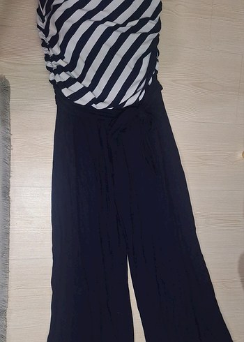 Lacivert Zebra Desenli Kadın Uzun Tulum - Görsel 3