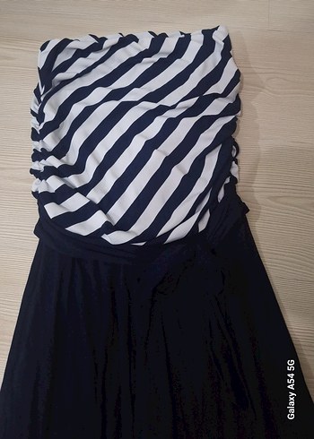 Lacivert Zebra Desenli Kadın Uzun Tulum - Görsel 2