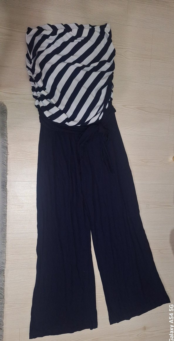 Lacivert Zebra Desenli Kadın Uzun Tulum - Görsel 3