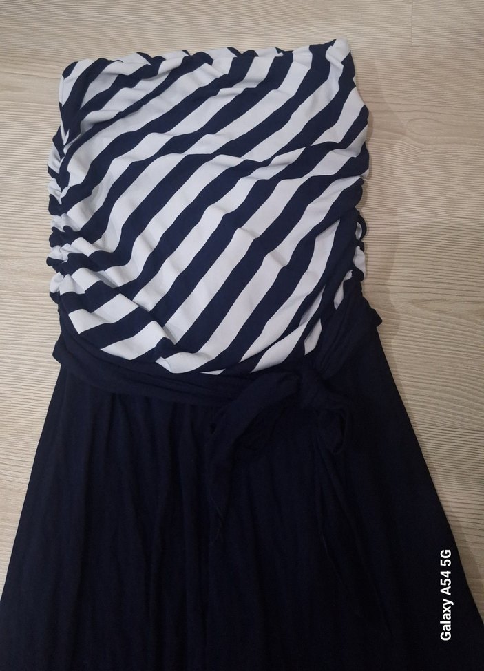 Lacivert Zebra Desenli Kadın Uzun Tulum - Görsel 2