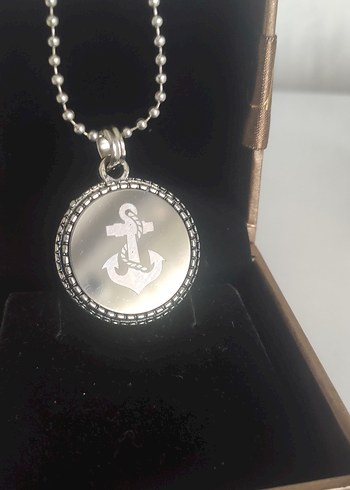 Gri Uzun Zincirli Çapa Kolye - Görsel 3