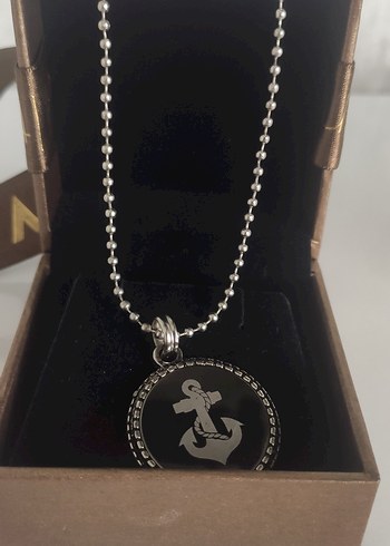 Gri Uzun Zincirli Çapa Kolye - Görsel 4