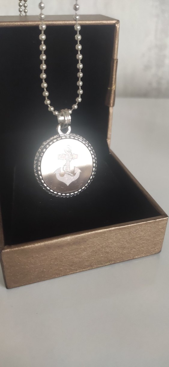 Gri Uzun Zincirli Çapa Kolye - Görsel 2