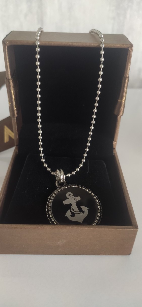 Gri Uzun Zincirli Çapa Kolye - Görsel 4