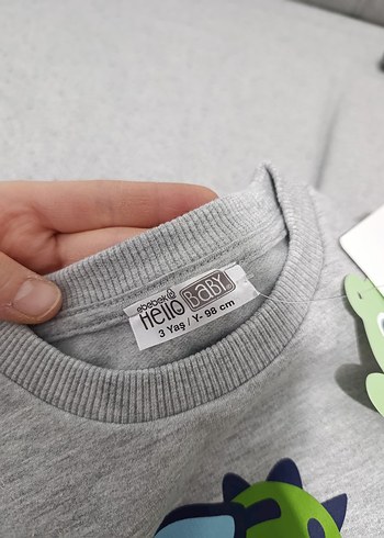 Erkek Çocuk Gri Sweatshirt Dinozor Baskılı - Görsel 2