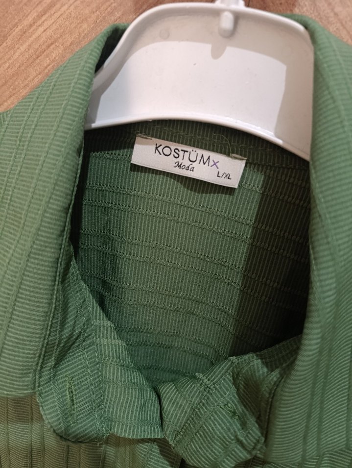 Haki Uzun Kollu Düğmeli Keten Gömlek - Görsel 4