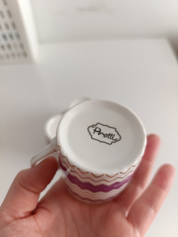 Mor Zigzag Desenli Fincan ve Tabak - Görsel 3